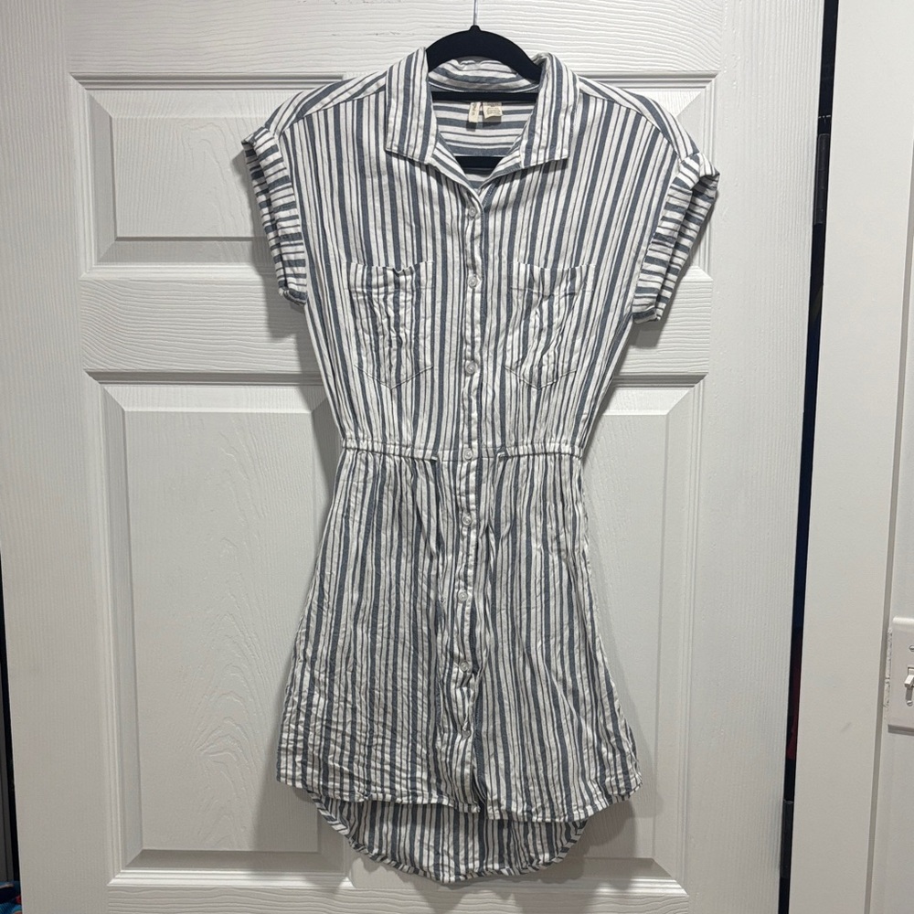 Japna Gray Striped High Low Dress